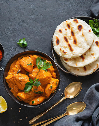 Butter chicken and naan from KT's Rasoi